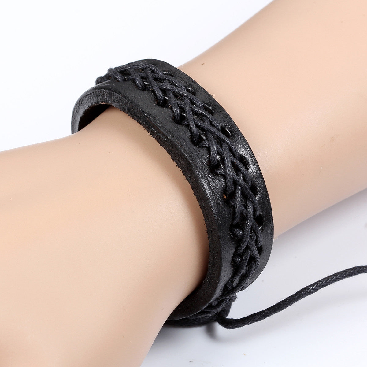 Boniskiss Braided Rope Leather Bracelet Leather Wrap Wristband Mens Surf Bracelet