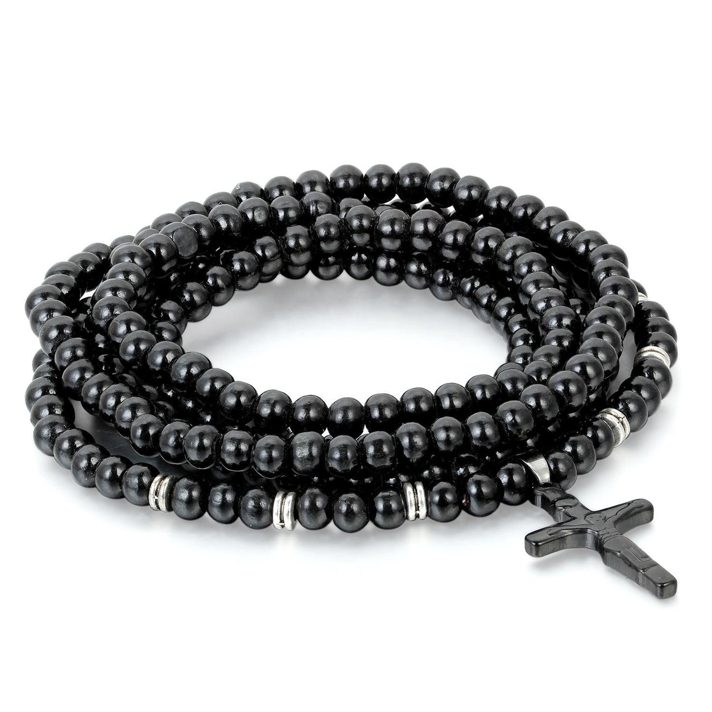 Boniskiss 6mm Wood Beads Buddhist Bracelet Tibetan Buddha Religious with Cross