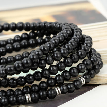 Boniskiss 6mm Wood Beads Buddhist Bracelet Tibetan Buddha Religious with Cross